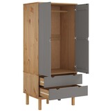 vidaXL Kledingkast OTTA 76,5x53x172 cm grenenhout bruin en grijs