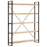 vidaXL Boekenkast met 5 schappen 140x30x180 cm massief mangohout