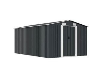 vidaXL Tuinschuur 257x392x181 cm metaal antracietkleurig