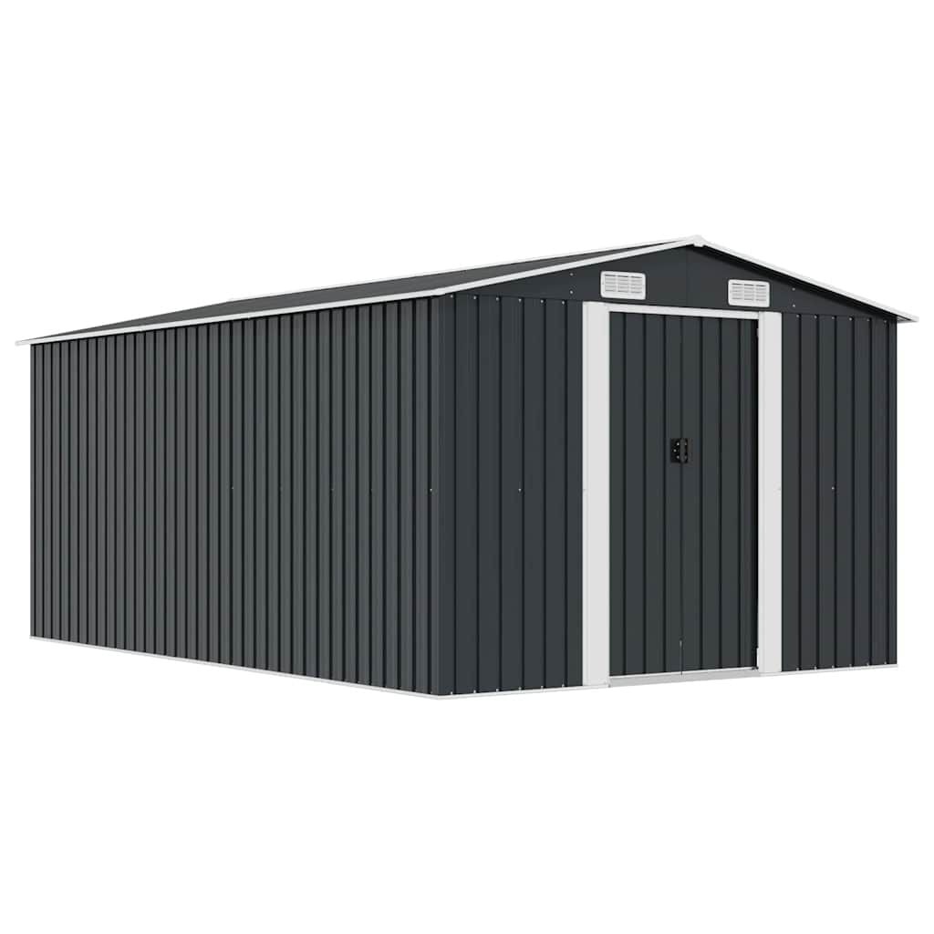vidaXL Tuinschuur 257x392x181 cm metaal antracietkleurig