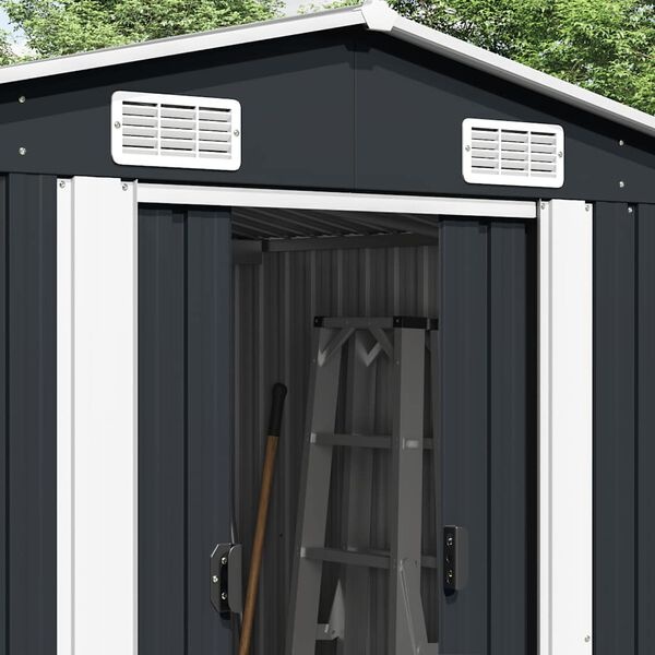 vidaXL Tuinschuur 257x392x181 cm metaal antracietkleurig