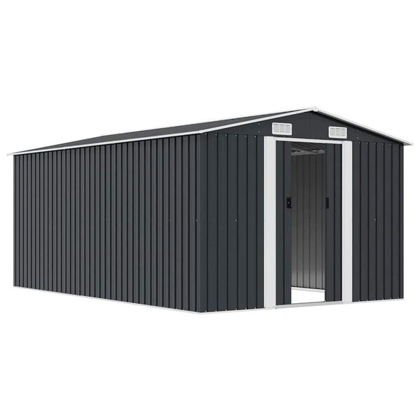 vidaXL Tuinschuur 257x392x181 cm metaal antracietkleurig