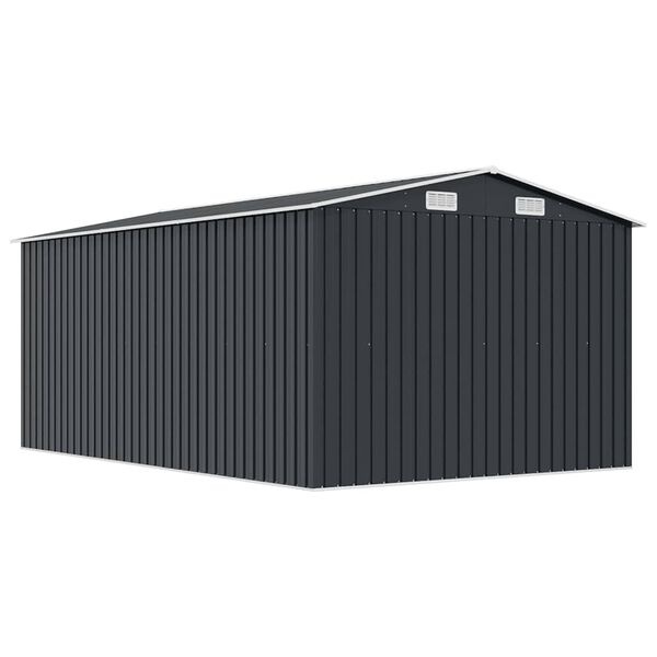 vidaXL Tuinschuur 257x392x181 cm metaal antracietkleurig