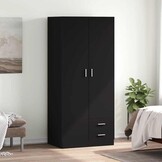 vidaXL Kledingkast 80x52x180 cm bewerkt hout zwart