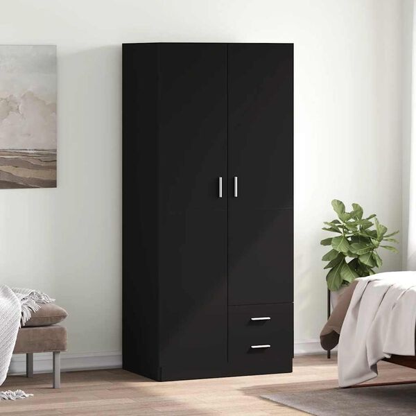 vidaXL Kledingkast 80x52x180 cm bewerkt hout zwart