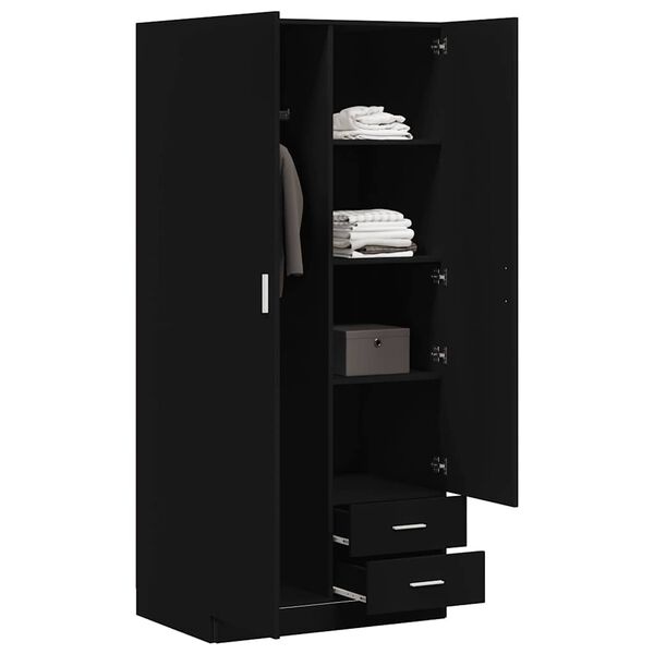 vidaXL Kledingkast 80x52x180 cm bewerkt hout zwart