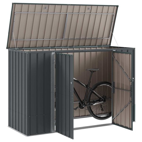 vidaXL Tuinopslagdoos Zwart 214 x 82 x 132 cm Staal