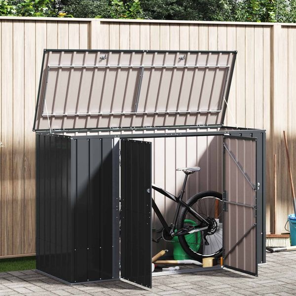 vidaXL Tuinopslagdoos Zwart 214 x 82 x 132 cm Staal