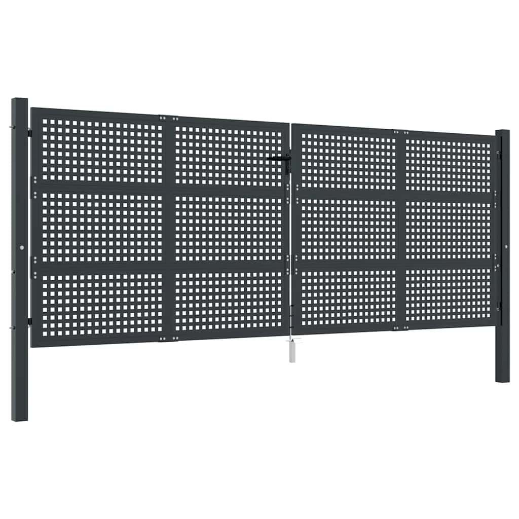 vidaXL Poort 400x125 cm staal antracietkleurig