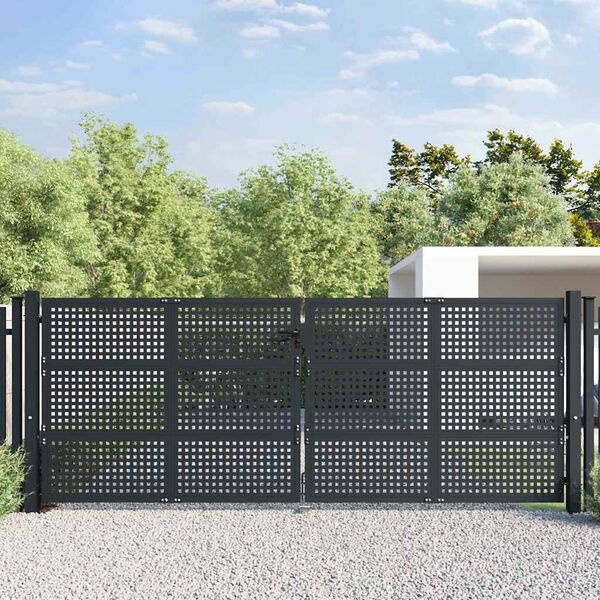 vidaXL Poort 400x125 cm staal antracietkleurig