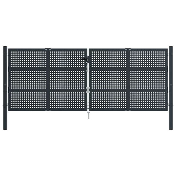 vidaXL Poort 400x125 cm staal antracietkleurig