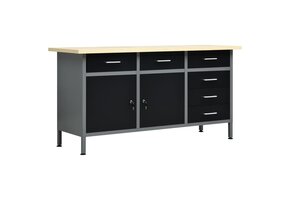 vidaXL Werkbank Zwart/Grijs 160x60x85 cm - 60% Korting