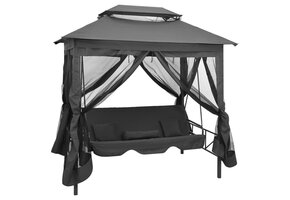 VidaXL Schommelbank Buiten met Dak Staal Antraciet 220x160x240 cm