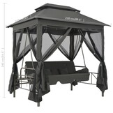 vidaXL Schommelbank voor buiten met dak 220x160x240 cm staal antraciet