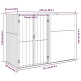 vidaXL Tuinschuur 225x89x161 cm gegalvaniseerd staal grijs