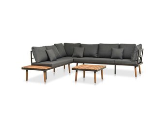 vidaXL 4-delige Loungeset met kussens massief acaciahout