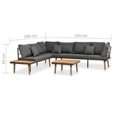vidaXL 4-delige Loungeset met kussens massief acaciahout