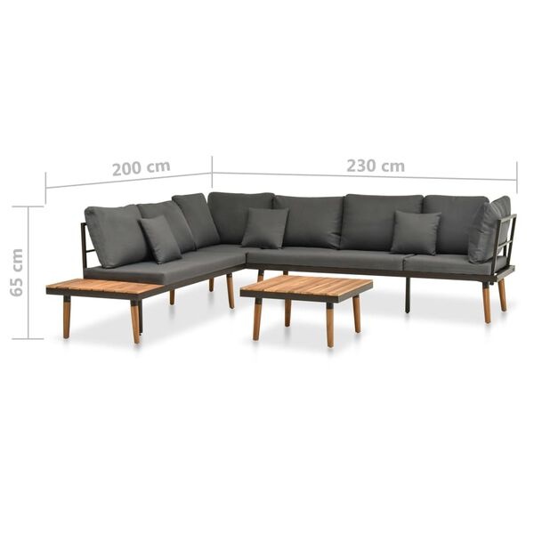 vidaXL 4-delige Loungeset met kussens massief acaciahout