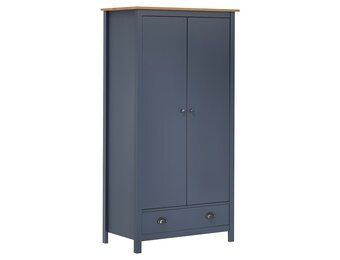 vidaXL Kledingkast Hill 2 deuren 89x50x170 cm massief grenenhout grijs