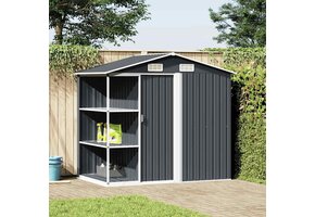 VidaXL Tuinschuur met rek 205x130x183 cm Antraciet met 35% Korting