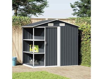 vidaXL Tuinschuur met rek 205x130x183 cm ijzer antraciet