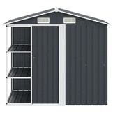 vidaXL Tuinschuur met rek 205x130x183 cm ijzer antraciet