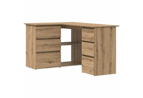 Hoekbureau bewerkt hout 145x100x76 cm Artisanaal Eiken - 35% Korting