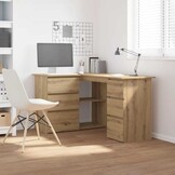 vidaXL Hoekbureau 145x100x76 cm bewerkt hout artisanaal eikenkleur