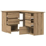 vidaXL Hoekbureau 145x100x76 cm bewerkt hout artisanaal eikenkleur