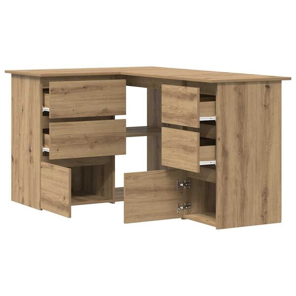 vidaXL Hoekbureau 145x100x76 cm bewerkt hout artisanaal eikenkleur