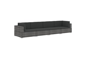vidaXL Loungeset met Kussens, Poly Rattan, Grijs - 35% Korting