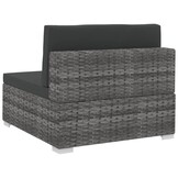 vidaXL 4-delige Loungeset met kussens poly rattan grijs