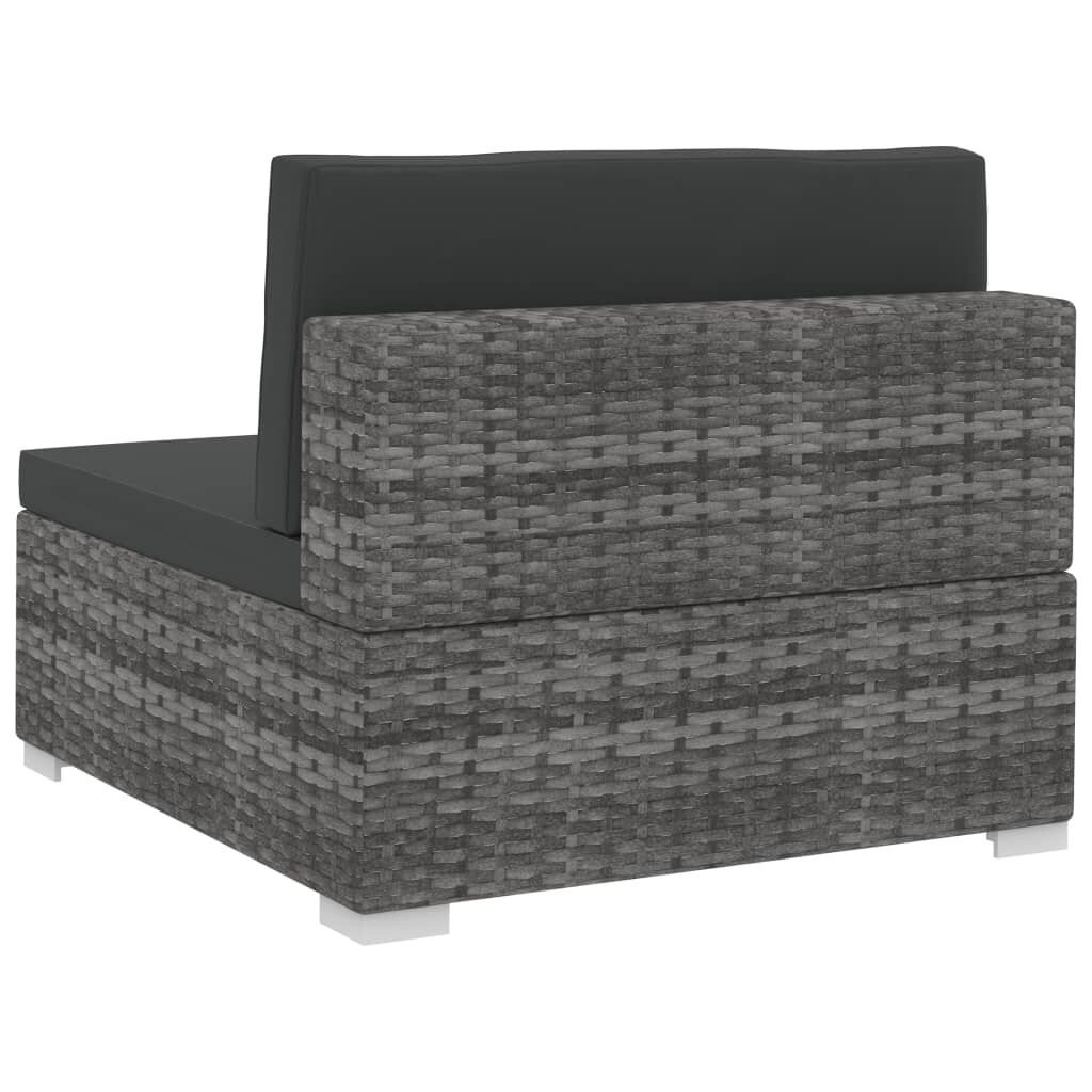 vidaXL 4-delige Loungeset met kussens poly rattan grijs