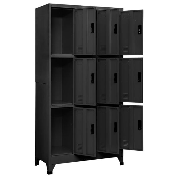 vidaXL Lockerkast 90x45x180 cm staal antracietkleurig