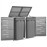 vidaXL Containerberging dubbel 138x77,5x112,5 cm roestvrij staal
