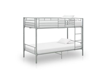 vidaXL Stapelbed metaal grijs 90x200 cm