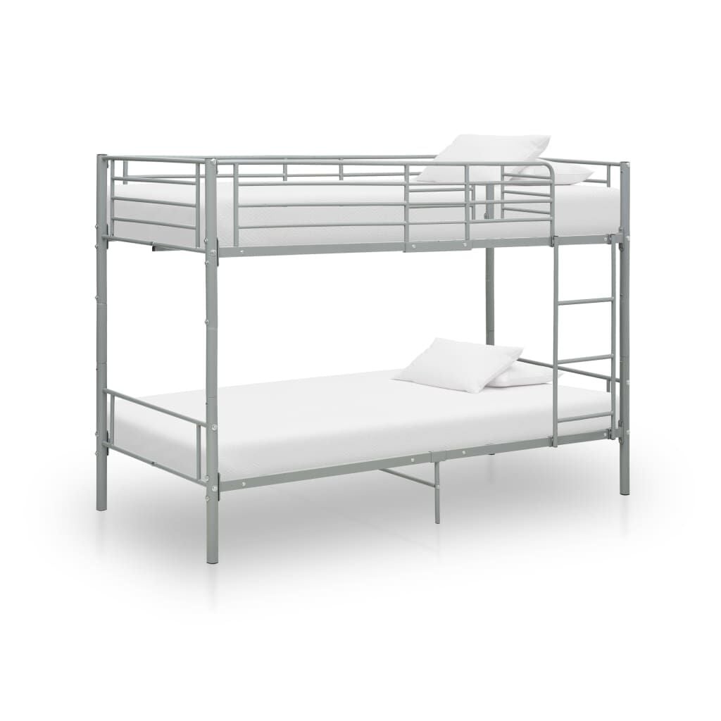 vidaXL Stapelbed metaal grijs 90x200 cm