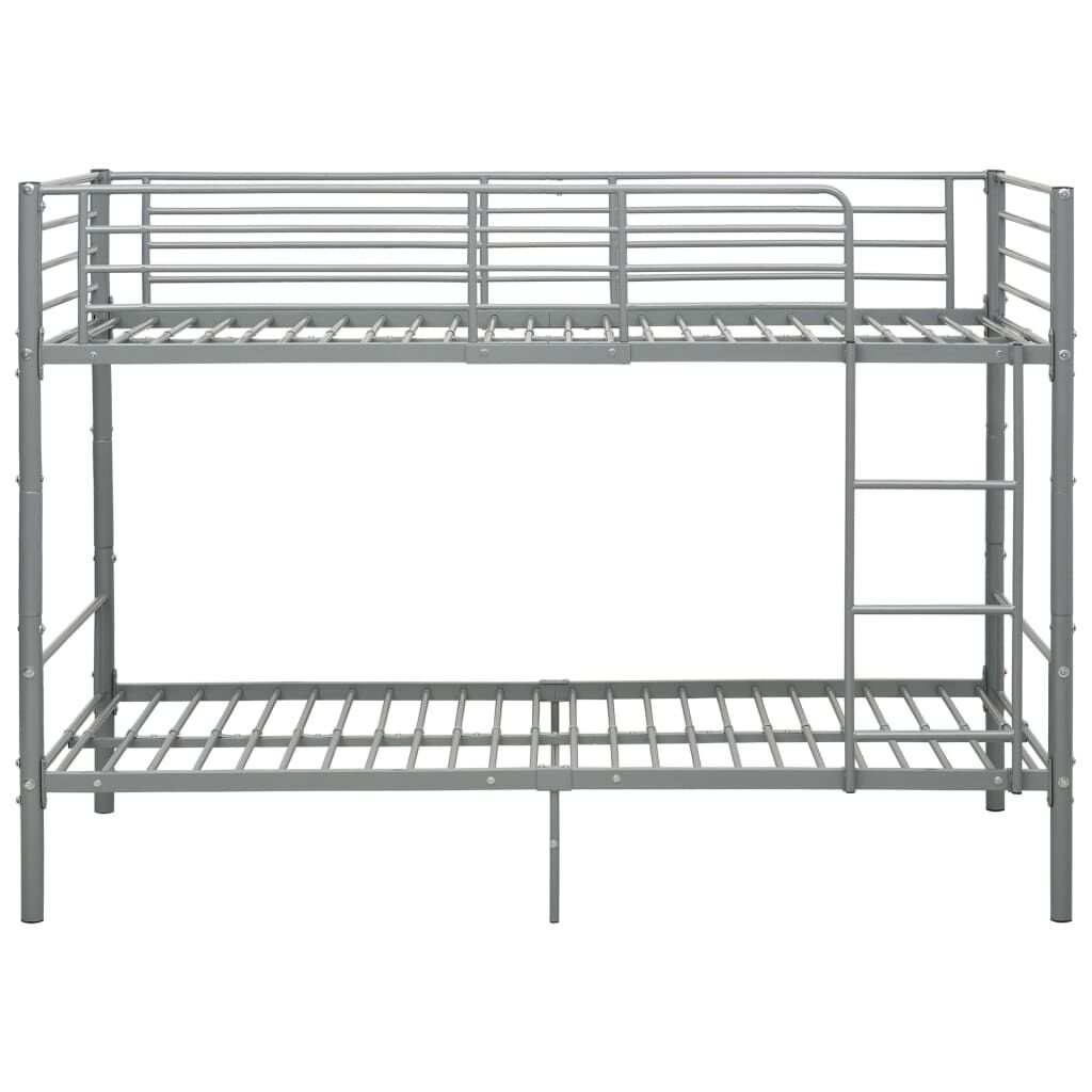 vidaXL Stapelbed metaal grijs 90x200 cm