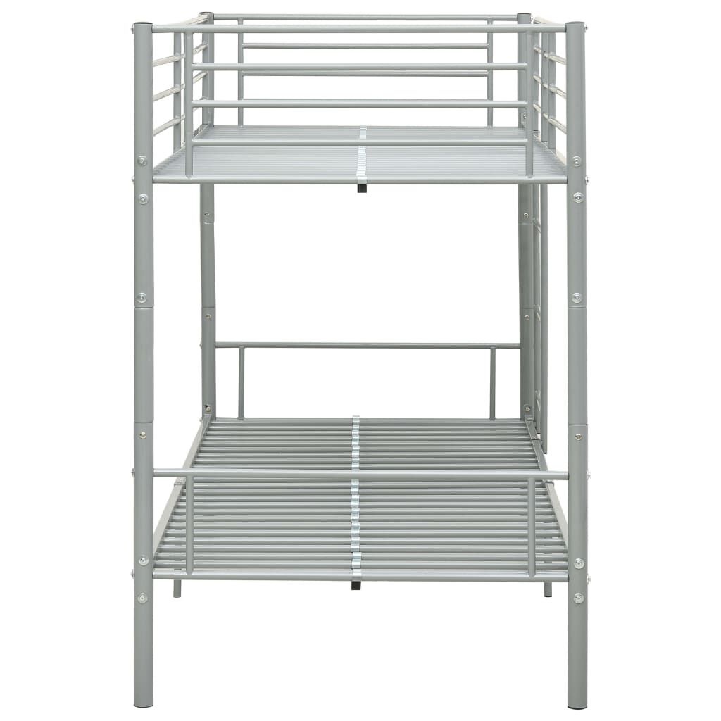 vidaXL Stapelbed metaal grijs 90x200 cm