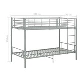 vidaXL Stapelbed metaal grijs 90x200 cm
