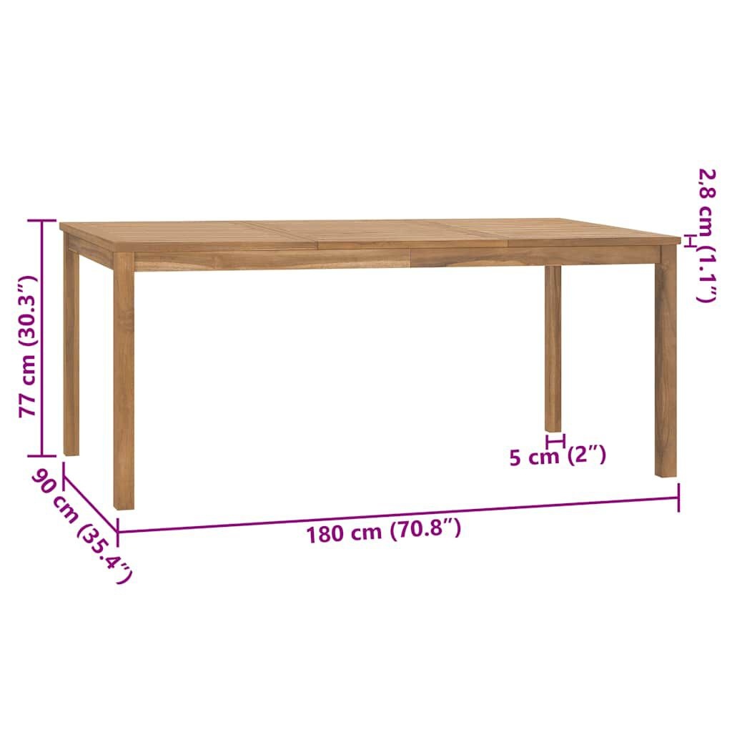 vidaXL Tuintafel 180x90x77 cm massief teakhout