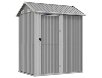 vidaXL Tuinschuur 192x152,5x237 cm gegalvaniseerd staal lichtgrijs