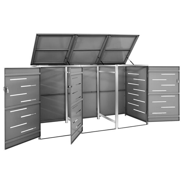 vidaXL Containerberging driedubbel 207x77,5x112,5 cm roestvrij staal