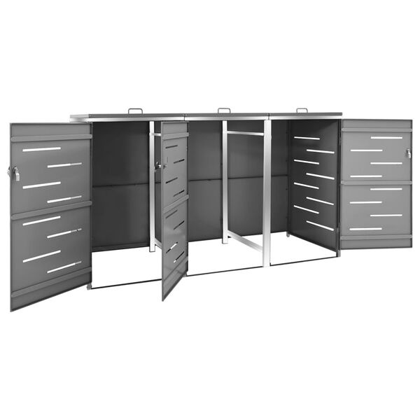vidaXL Containerberging driedubbel 207x77,5x112,5 cm roestvrij staal