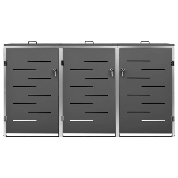 vidaXL Containerberging driedubbel 207x77,5x112,5 cm roestvrij staal