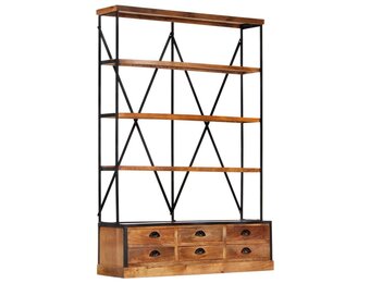vidaXL Boekenkast 4-laags met 6 lades 122x36x181 cm massief mangohout