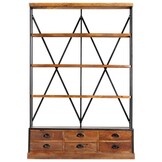 vidaXL Boekenkast 4-laags met 6 lades 122x36x181 cm massief mangohout