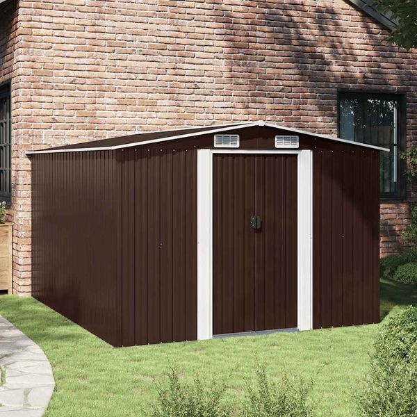 vidaXL Tuinschuur 257x298x178 cm metaal bruin