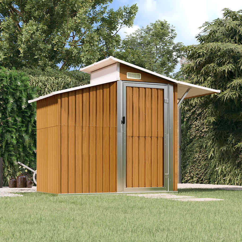 vidaXL Tuinschuur 270x130x208,5 cm gegalvaniseerd staal bruin