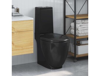 vidaXL Toilet met afvoer achter keramiek zwart
